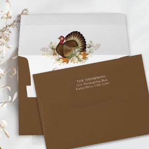 Autumn Fall Watercolor Turkey Thanksgiving Custom Envelope