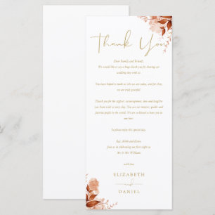 Autumn Fall Wedding Gold Thank You Place Card