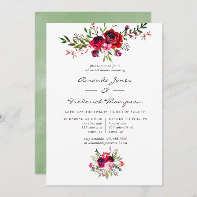 Autumn Fall Wedding Rehearsal Dinner Invitation (Front/Back)