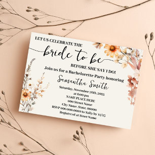 Autumn Fall Wildflowers Bridal Shower Boho Chic Invitation