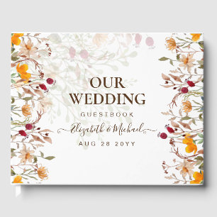 Autumn Fall Wildflowers Wedding Guest Book