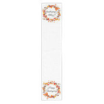 Autumn Fall Wreath Happy Thanksgiving table runner