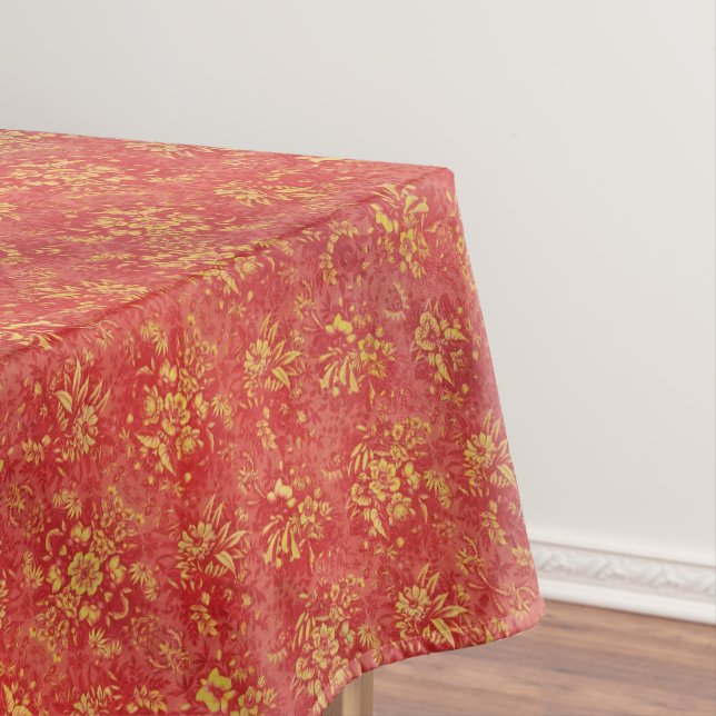 Autumn Fall Yellow Flowers on Orange |  Tablecloth (In Situ)