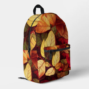 Autumn Fallen Leaves Printed Backpack