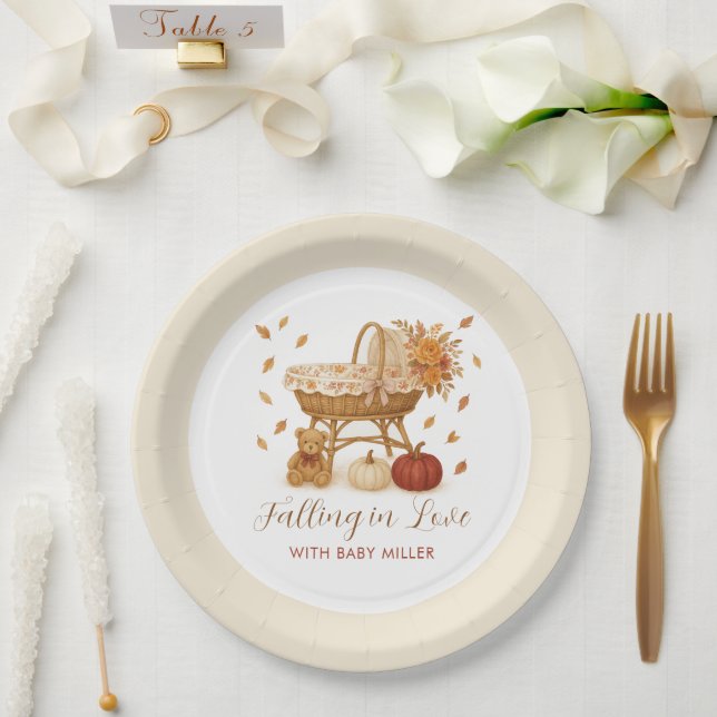 Autumn Falling in Love Baby Shower  Paper Plate (Wedding)