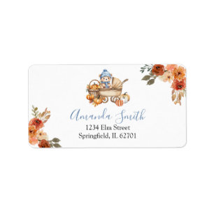 Autumn Falling in Love Bear Baby Shower Address Label