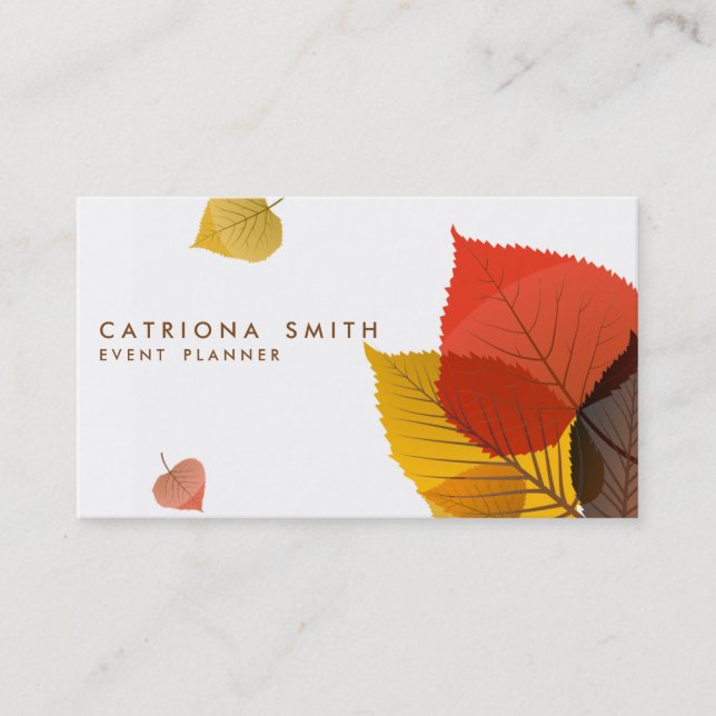 Autumn Falling Leaves Business Card (Front)
