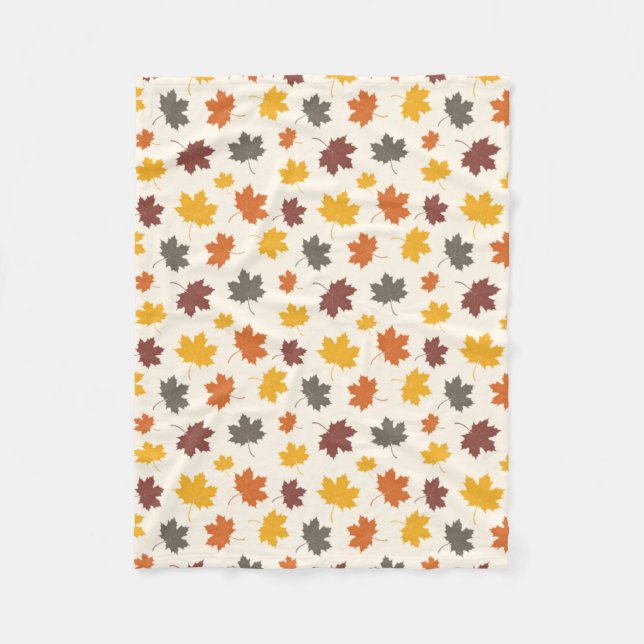 Autumn Falling Leaves Fleece Blanket (Front)