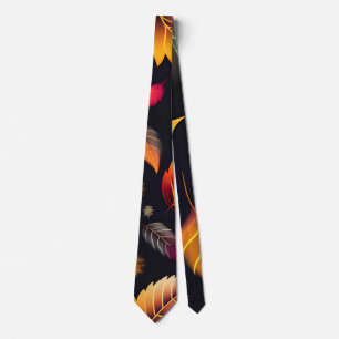 Autumn falling leaves Gradient Rainbow Pattern Tie