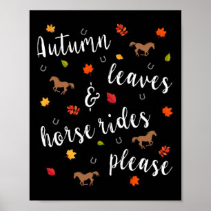 Autumn Falling Leaves Horseback Riding Horse Lover Poster