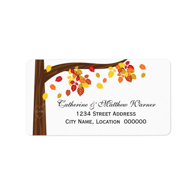 Autumn Falling Leaves Label (Front)