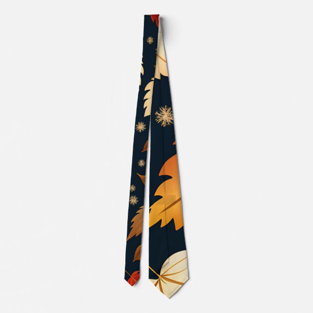 Autumn falling leaves Orange Retro Pattern Tie (Back)