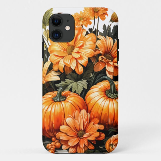 Autumn Falling Leaves Pumpkin Case-Mate iPhone Case (Back)
