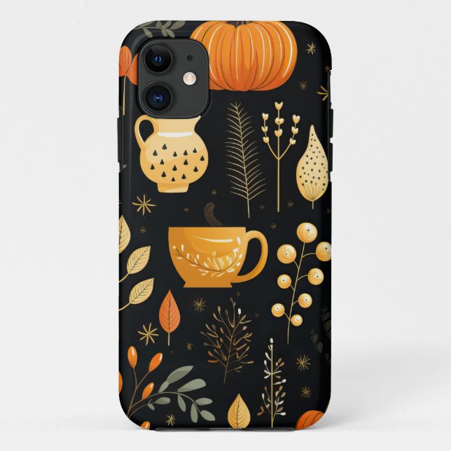 Autumn Falling Leaves Pumpkin Case-Mate iPhone Case (Back)