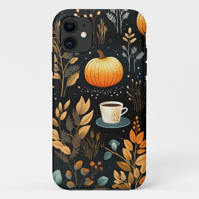 Autumn Falling Leaves Pumpkin Case-Mate iPhone Case (Back)