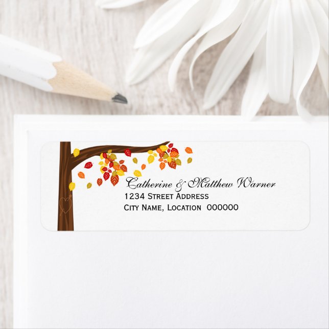 Autumn Falling Leaves Return Address Label (Insitu)