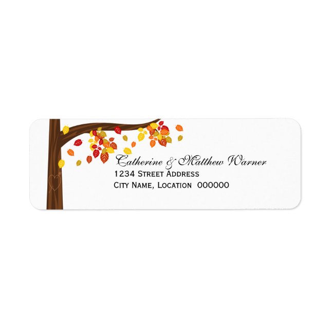 Autumn Falling Leaves Return Address Label (Front)