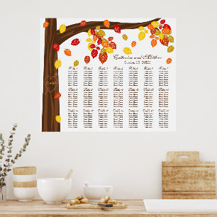 Autumn Falling Leaves Wedding Seating Chart