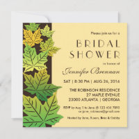 Autumn Falling Maple Leaf Wedding Invitation Cream