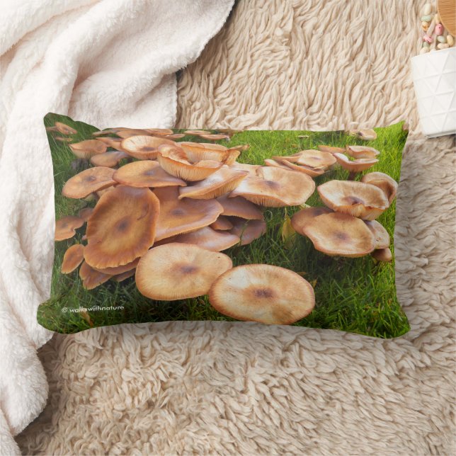 Autumn Fallout of Mushroom Colonies on the Lawn Lumbar Cushion (Blanket)