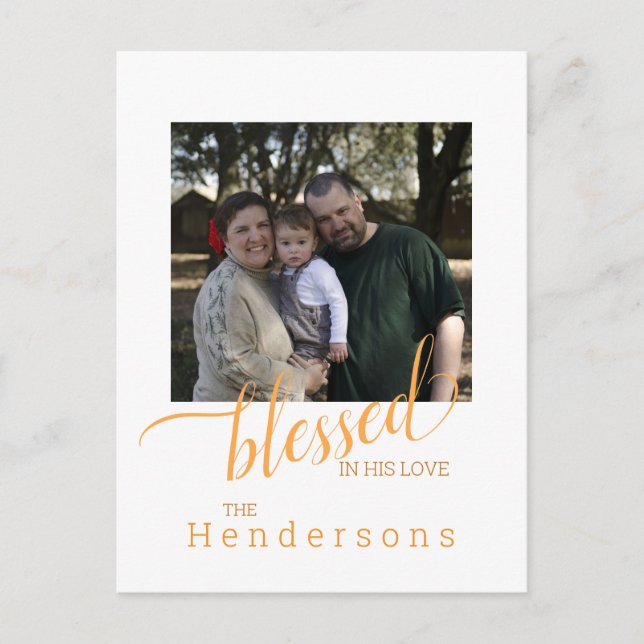 Autumn Family Photo Blessed Postcard (Front)
