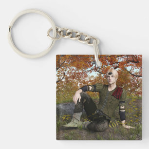 Autumn Fantasy Prince Forest Portrait Key Ring