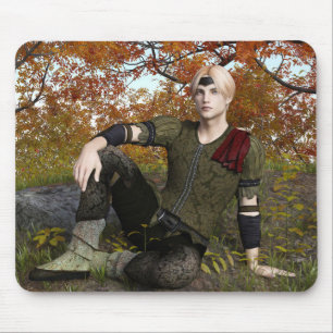 Autumn Fantasy Prince Forest Portrait Mouse Pad