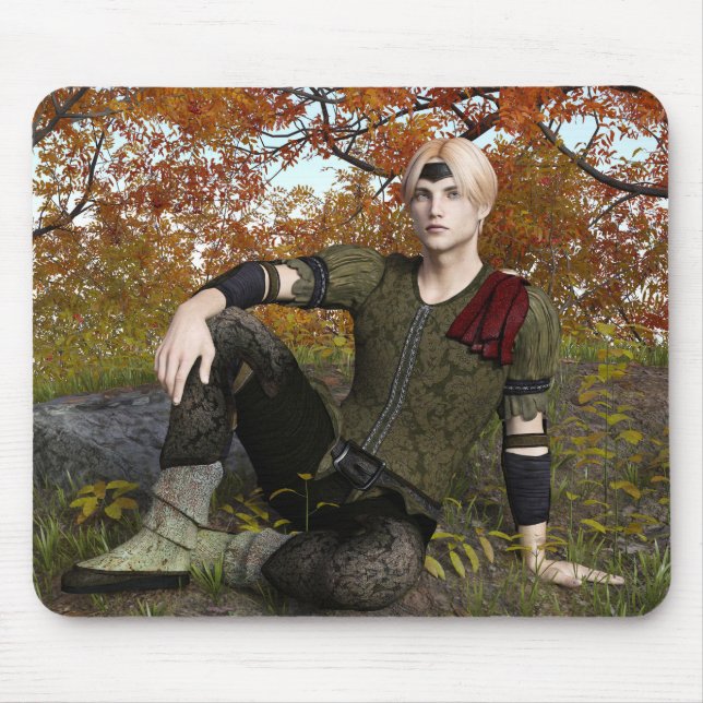 Autumn Fantasy Prince Forest Portrait Mouse Pad (Front)