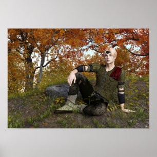 Autumn Fantasy Prince Forest Portrait Poster
