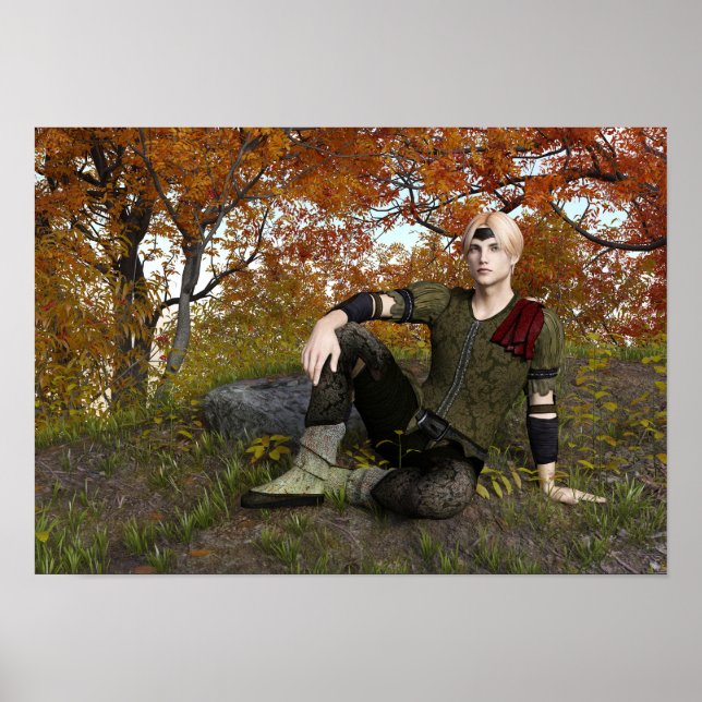 Autumn Fantasy Prince Forest Portrait Poster (Front)