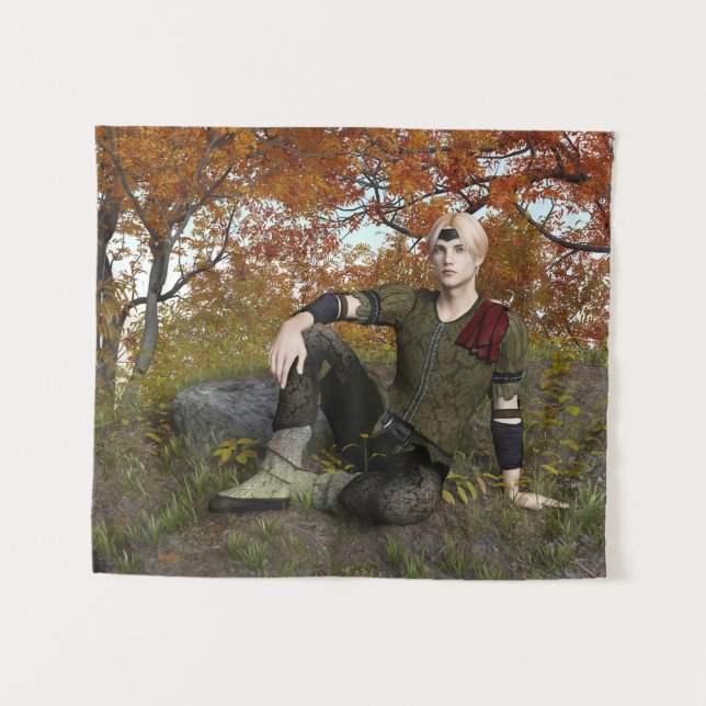 Autumn Fantasy Prince Forest Portrait Tapestry (Front (Horizontal))