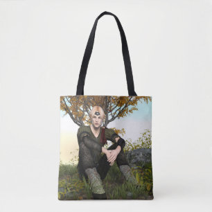 Autumn Fantasy Prince Forest Portrait Tote Bag