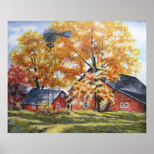 Autumn Farm House Poster (Front)