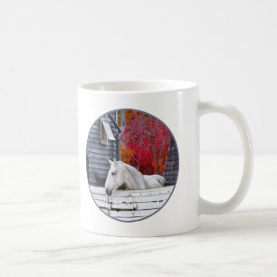 Autumn Farm With White Horse Coffee Mug