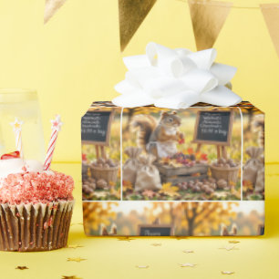 Autumn Farmstand With a Squirrel  Wrapping Paper