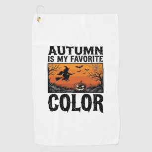 Autumn Favorite Color Halloween Pumpkin Vector Des Golf Towel