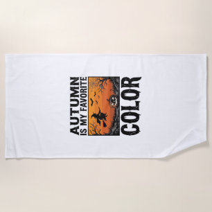 Autumn Favourite Colour Halloween Pumpkin Vector D Beach Towel
