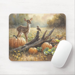 Autumn Fawn In a Pumpkin Patch Mouse Pad