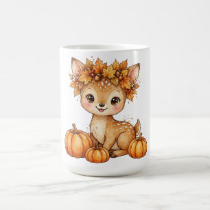 Autumn Fawn Leaf Crown Cute Fall Coffee Mug