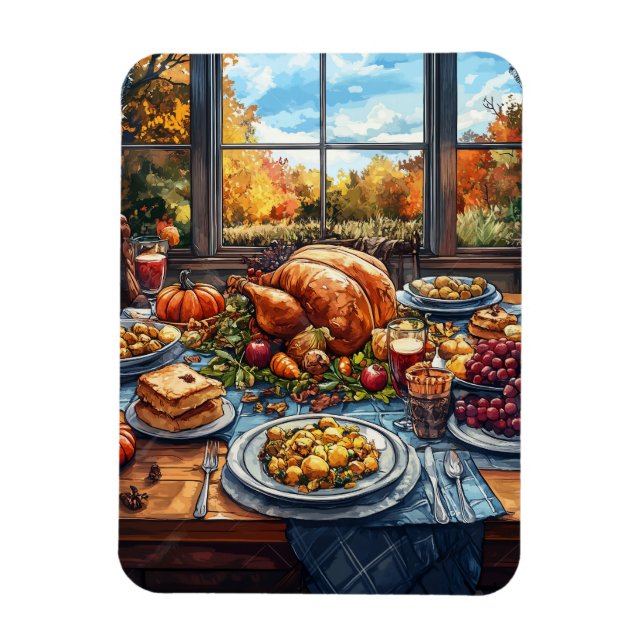 Autumn Feast: A Thanksgiving Celebration Magnet (Vertical)