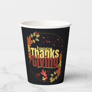 "Autumn Feast: Celebrate Thanksgiving with Us" Paper Cups