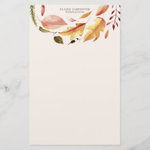 autumn feel elegant floral monogram stationery