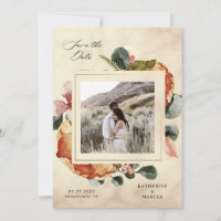 autumn feel elegant floral save the date
