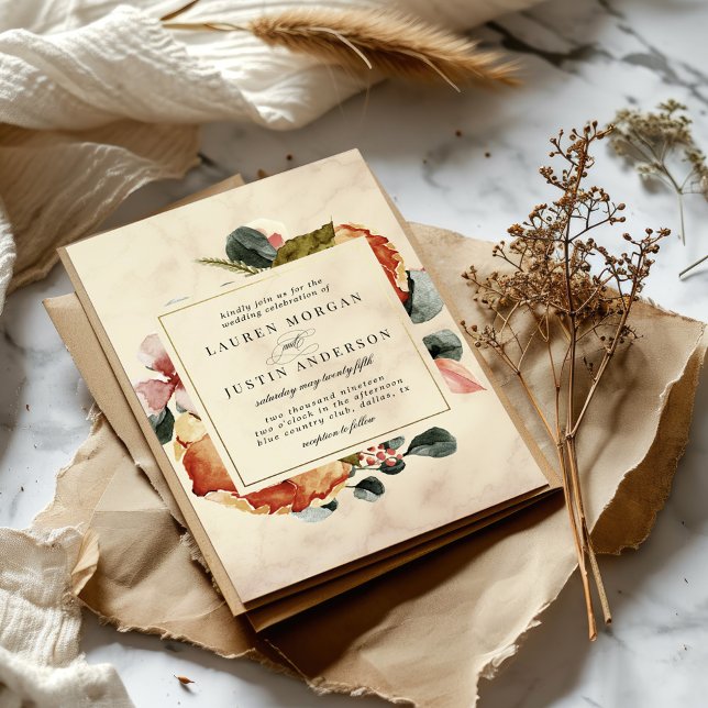 Autumn Feel Elegant Floral Wedding Invitation (Creator Uploaded)