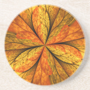 Autumn Feeling, Modern Abstract Fractal Flower Coaster