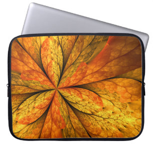 Autumn Feeling, Modern Abstract Fractal Flower Laptop Sleeve