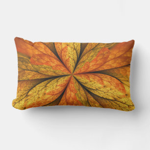 Autumn Feeling, Modern Abstract Fractal Flower Lumbar Cushion