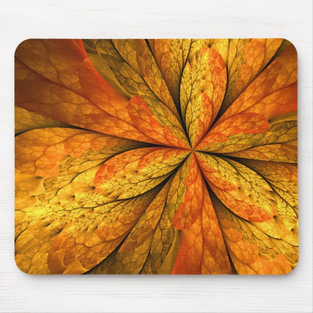 Autumn Feeling, Modern Abstract Fractal Flower Mouse Pad (Front)
