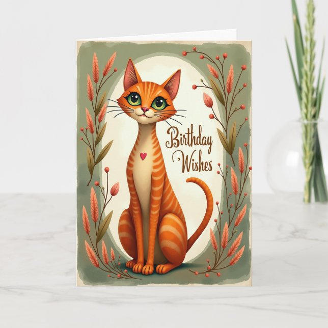 Autumn Feline Birthday Card (Front)