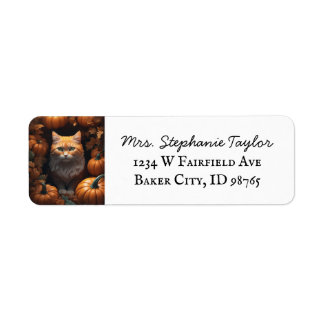Autumn Festival Cat Return Address Label